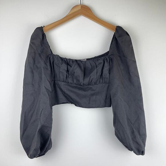 Princess Polly Ariah Black Long Sleeve Crop Top - Size 2 - Picture 3 of 9